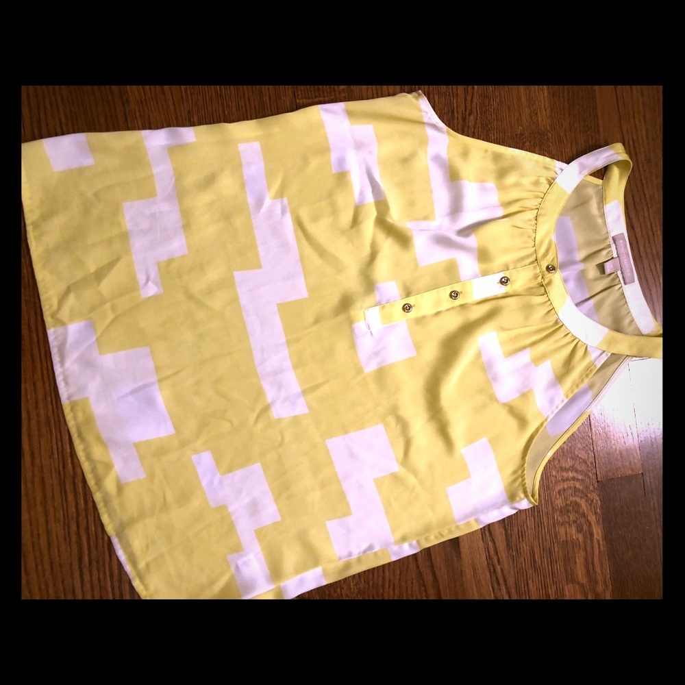 BananaRepublic Geometric yellow & white tank (EUC)